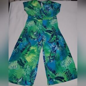 COLDESINA Floral Green wide leg Jumpsuit Size 2X